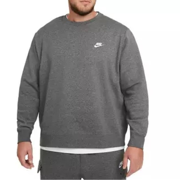 Nike Crewneck Men's Gray Embroidered Logo Sweatshirt Brushed Back Fleece XXL EUC - Picture 1 of 11